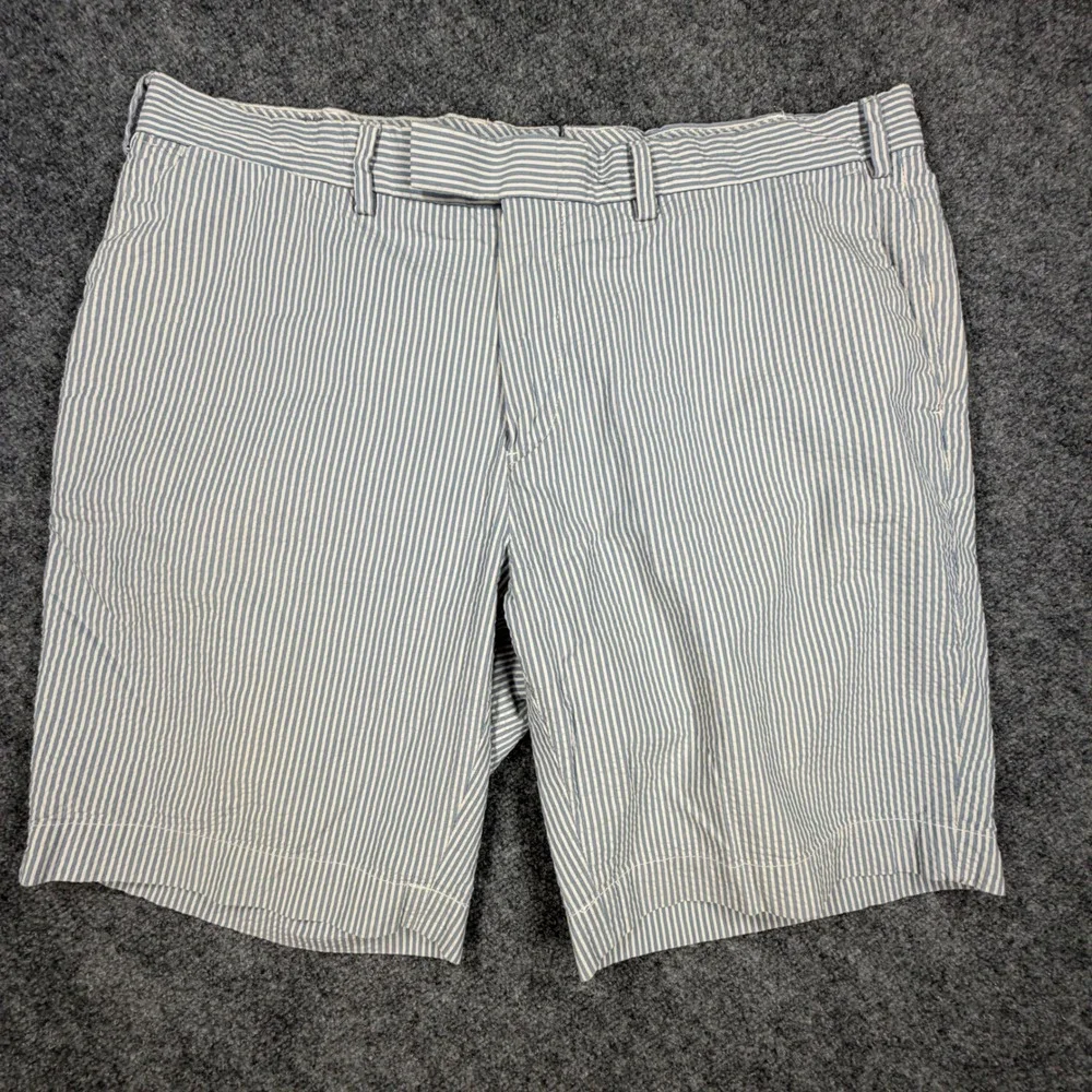 Polo Ralph Lauren Suffield Fit Shorts Mens 38 Blue White Seersucker Striped 0562